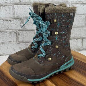 Merrell Bracken Womens 5 Lace Up Zip Select Dry Brown Insulated Mid Calf Boots